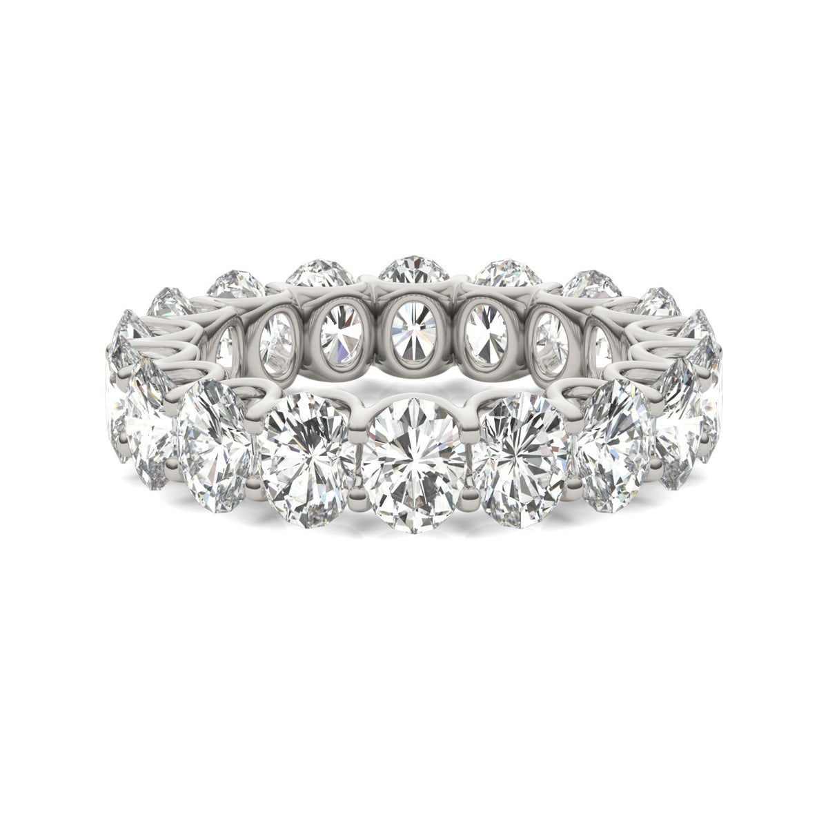 8.50 CTW DEW Oval Moissanite Eternity Band in 14K White Gold