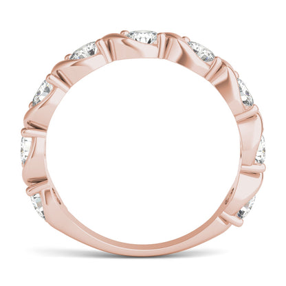 0.90 CTW DEW Round Moissanite Anniversary Band in 14K Rose Gold