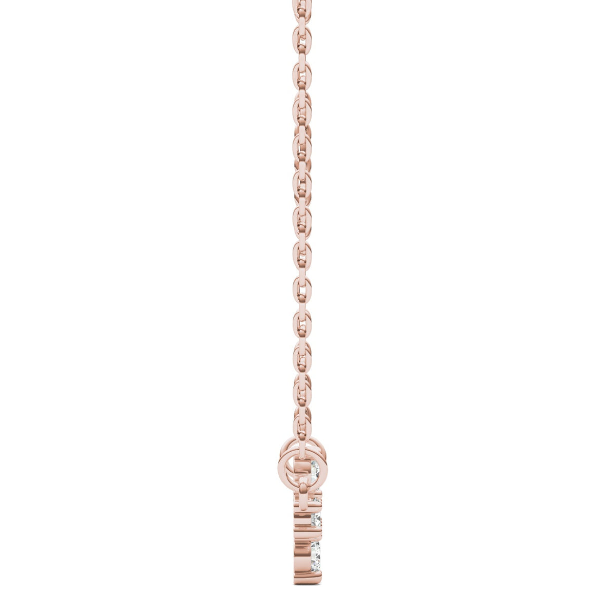 0.18 CTW DEW Round Moissanite Fixed Cross Necklace in 14K Rose Gold