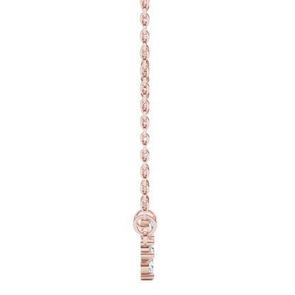 0.18 CTW DEW Round Moissanite Fixed Cross Necklace in 14K Rose Gold