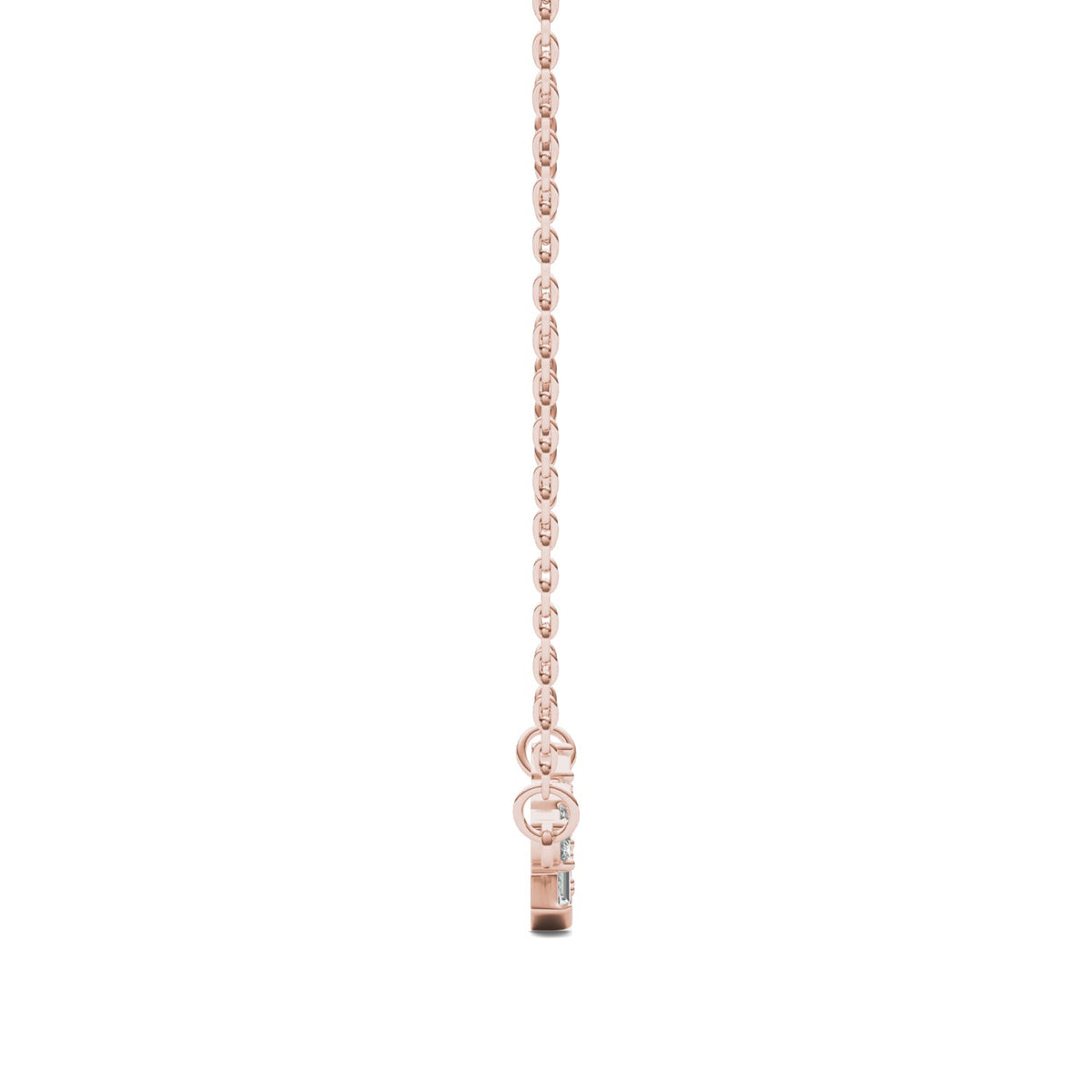 0.72 CTW DEW Straight Baguette Moissanite Fixed Alternating Necklace in 14K Rose Gold