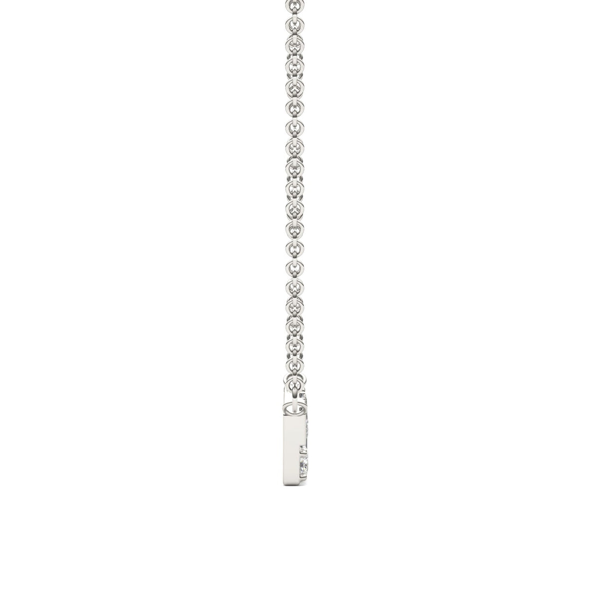 0.82 CTW DEW Straight Baguette Moissanite Fixed Necklace 14K White Gold