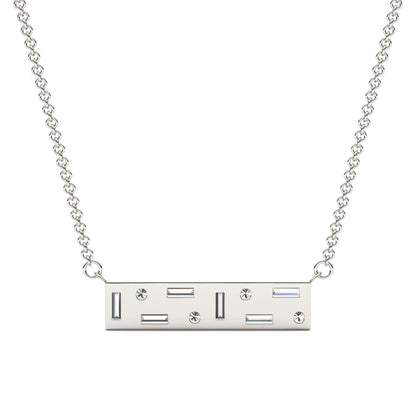 0.82 CTW DEW Straight Baguette Moissanite Fixed Necklace 14K White Gold