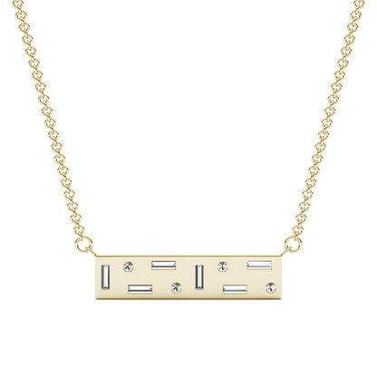 0.82 CTW DEW Straight Baguette Moissanite Fixed Necklace in 14K Yellow Gold