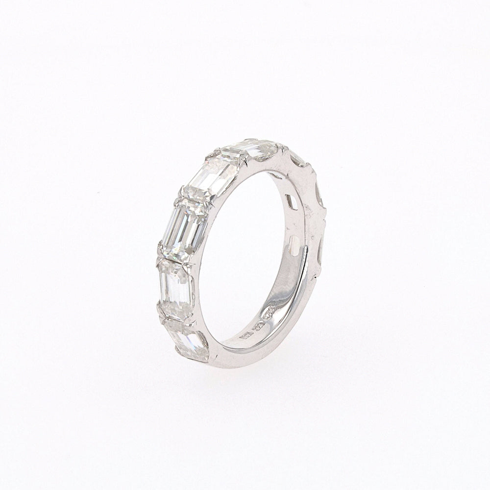 4.64 CTW DEW Emerald Moissanite Shared-Prong Band in Sterling Silver