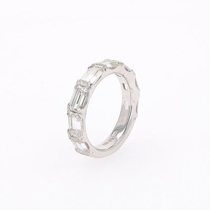 4.64 CTW DEW Emerald Moissanite Shared-Prong Band in Sterling Silver