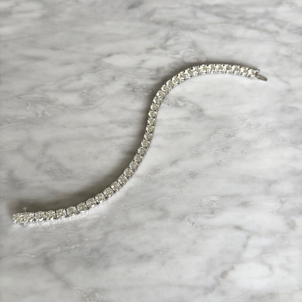 12.21 CTW DEW Round Moissanite Tennis Bracelet in Sterling Silver