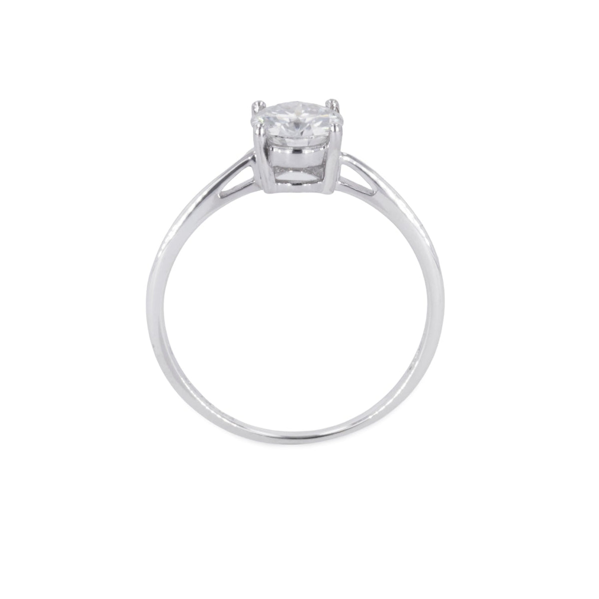 1.00 CTW DEW Round Moissanite Four Prong Solitaire Engagement Ring in Sterling Silver