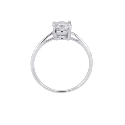 1.00 CTW DEW Round Moissanite Four Prong Solitaire Engagement Ring in Sterling Silver