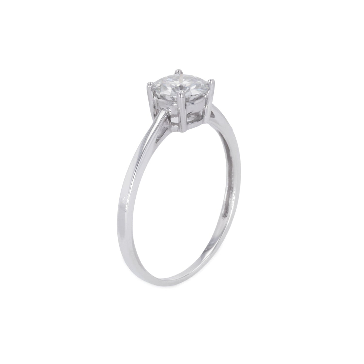 1.00 CTW DEW Round Moissanite Four Prong Solitaire Engagement Ring in Sterling Silver