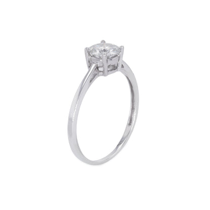 1.00 CTW DEW Round Moissanite Four Prong Solitaire Engagement Ring in Sterling Silver