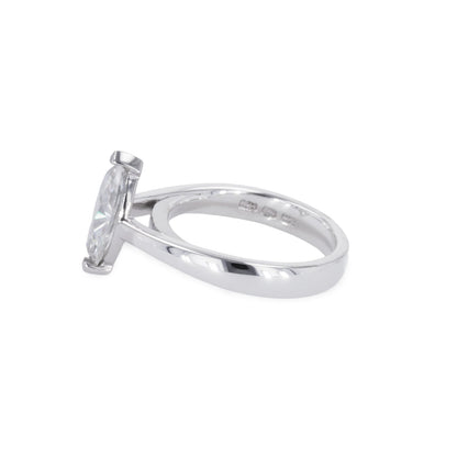 1.40 CTW DEW Marquise Moissanite Solitaire Ring in Sterling Silver