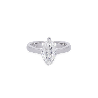 1.80 CTW DEW Marquise Moissanite Two-Prong Solitaire Ring in Sterling Silver