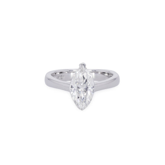 1.80 CTW DEW Marquise Moissanite Two-Prong Solitaire Ring in Sterling Silver
