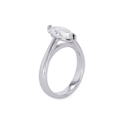 1.80 CTW DEW Marquise Moissanite Two-Prong Solitaire Ring in Sterling Silver
