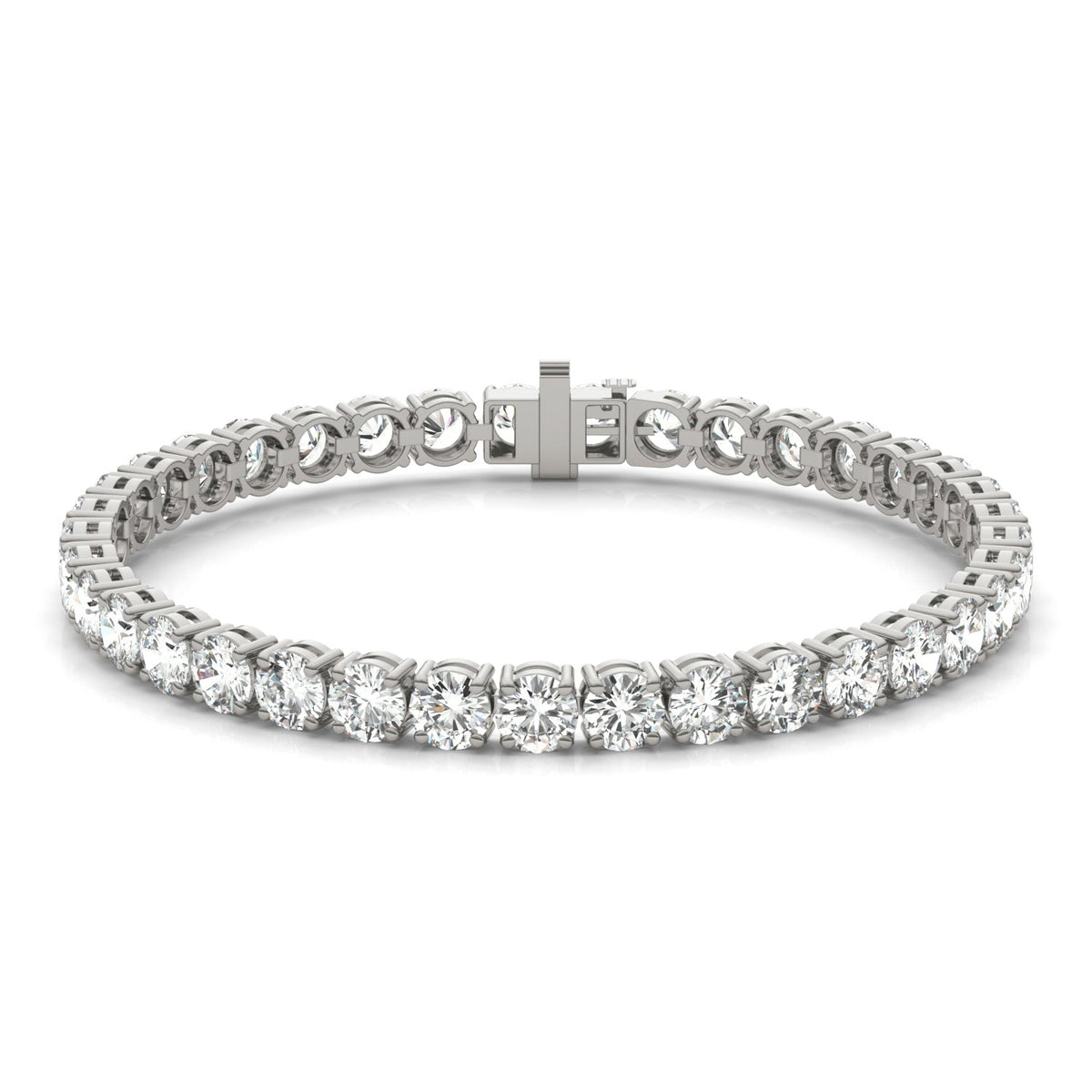 12.21 CTW DEW Round Moissanite Tennis Bracelet in Sterling Silver