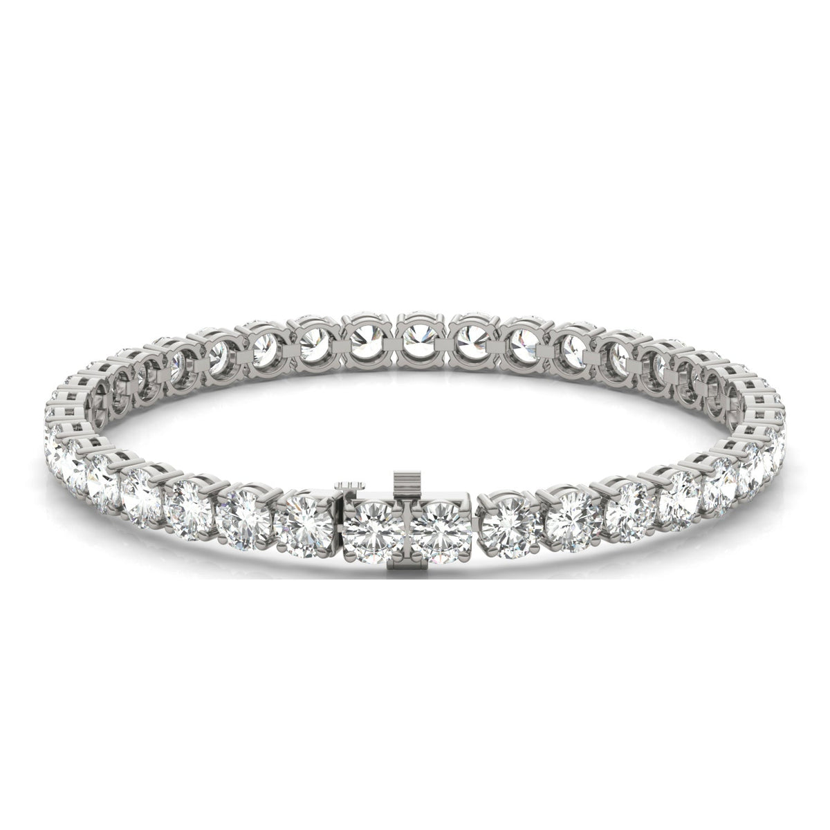 12.21 CTW DEW Round Moissanite Tennis Bracelet in Sterling Silver