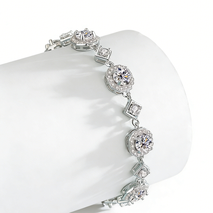 4CT Moissanite Square Bracelet + S925 Sterling Silver  Adjustable 21cm  Chain 8 Colors