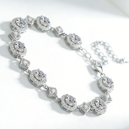 4CT Moissanite Square Bracelet + S925 Sterling Silver  Adjustable 21cm  Chain 8 Colors