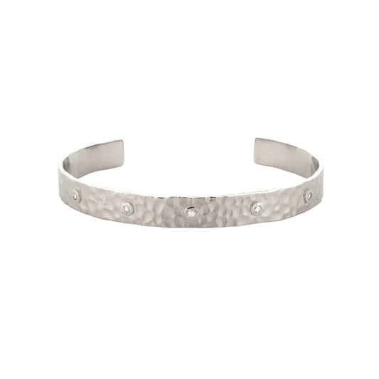 0.13 CTW DEW Round Moissanite Cuff in Sterling Silver