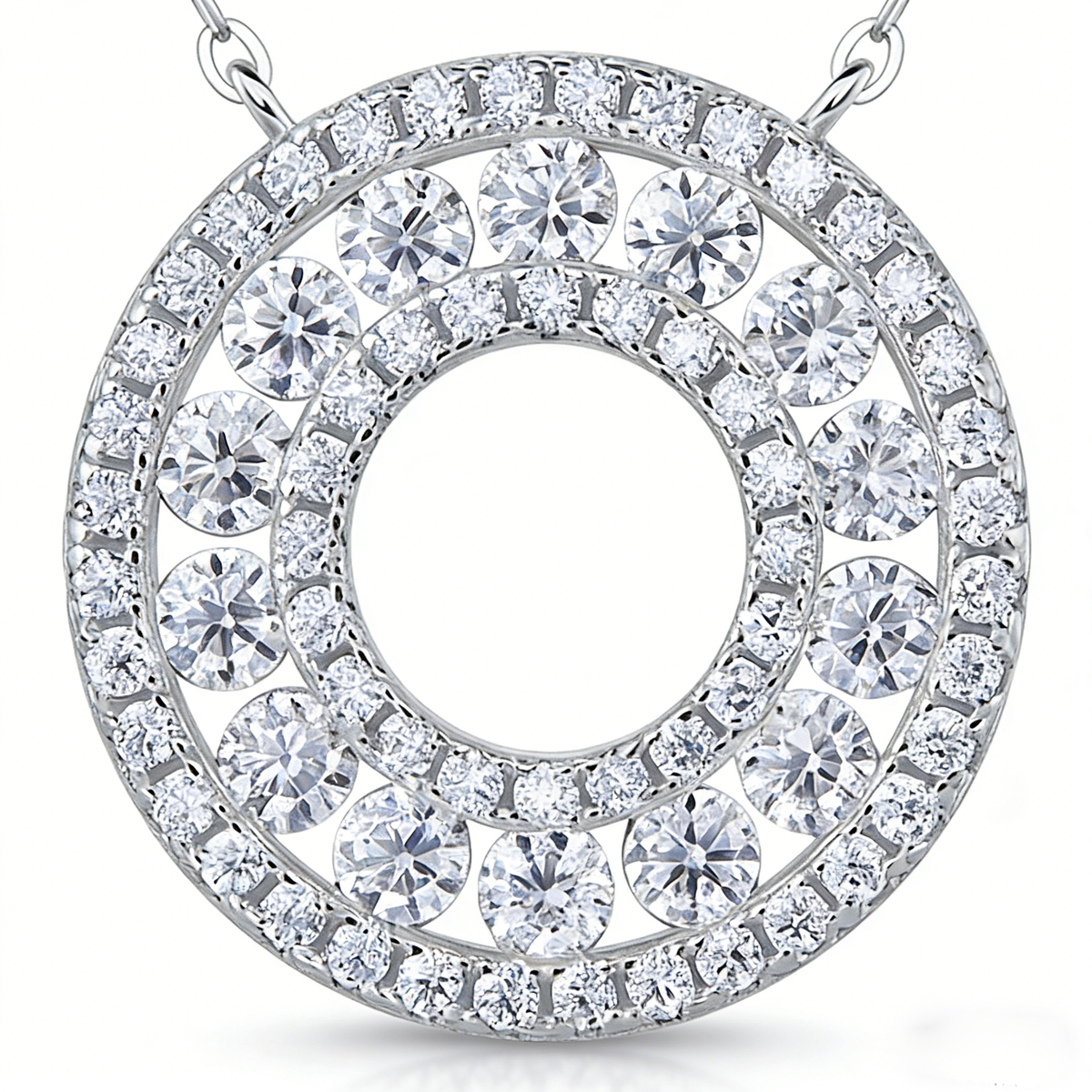 S925 Sterling Silver Circle Moissanite Pendant Necklace – GRA Certified