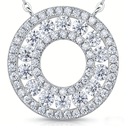 S925 Sterling Silver Circle Moissanite Pendant Necklace – GRA Certified