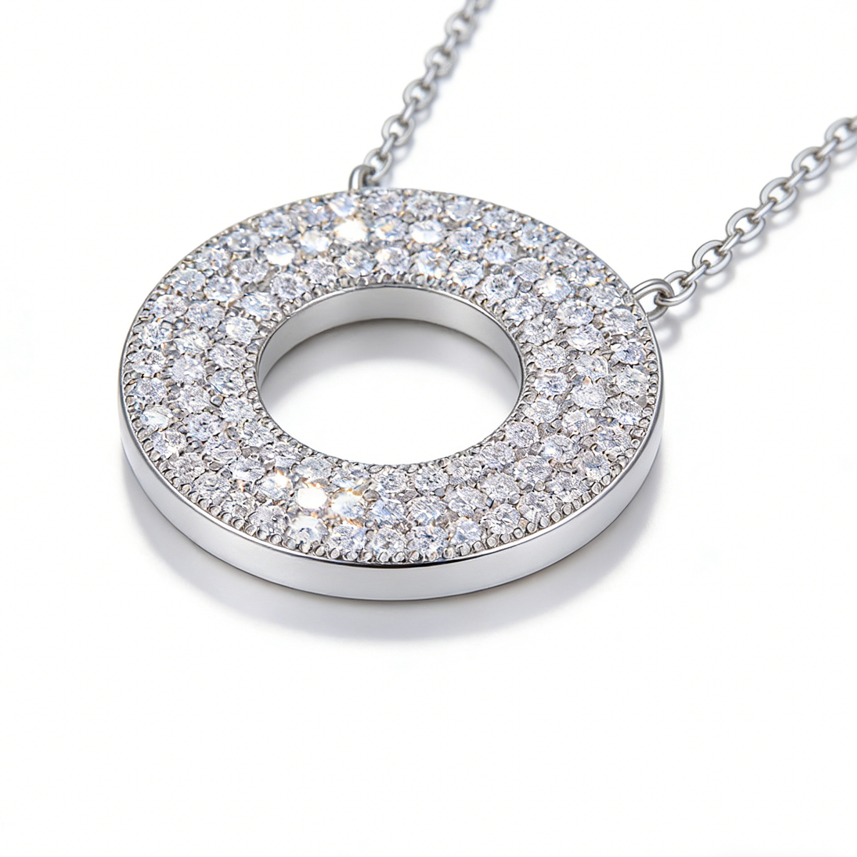 S925 Sterling Silver Moissanite Toggle Pendant Necklace-Collarbone Necklace GRA Certificate 1.4mm*96 beads