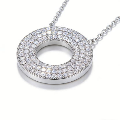 S925 Sterling Silver Moissanite Toggle Pendant Necklace-Collarbone Necklace GRA Certificate 1.4mm*96 beads