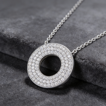 S925 Sterling Silver Moissanite Toggle Pendant Necklace-Collarbone Necklace GRA Certificate 1.4mm*96 beads