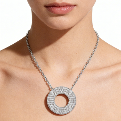 S925 Sterling Silver Moissanite Toggle Pendant Necklace-Collarbone Necklace GRA Certificate 1.4mm*96 beads