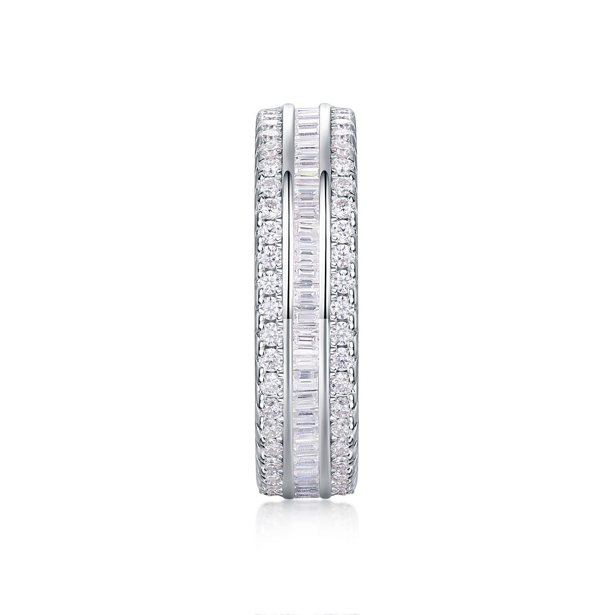 Triple Row Moissanite Ring  S925 Sterling Silver-