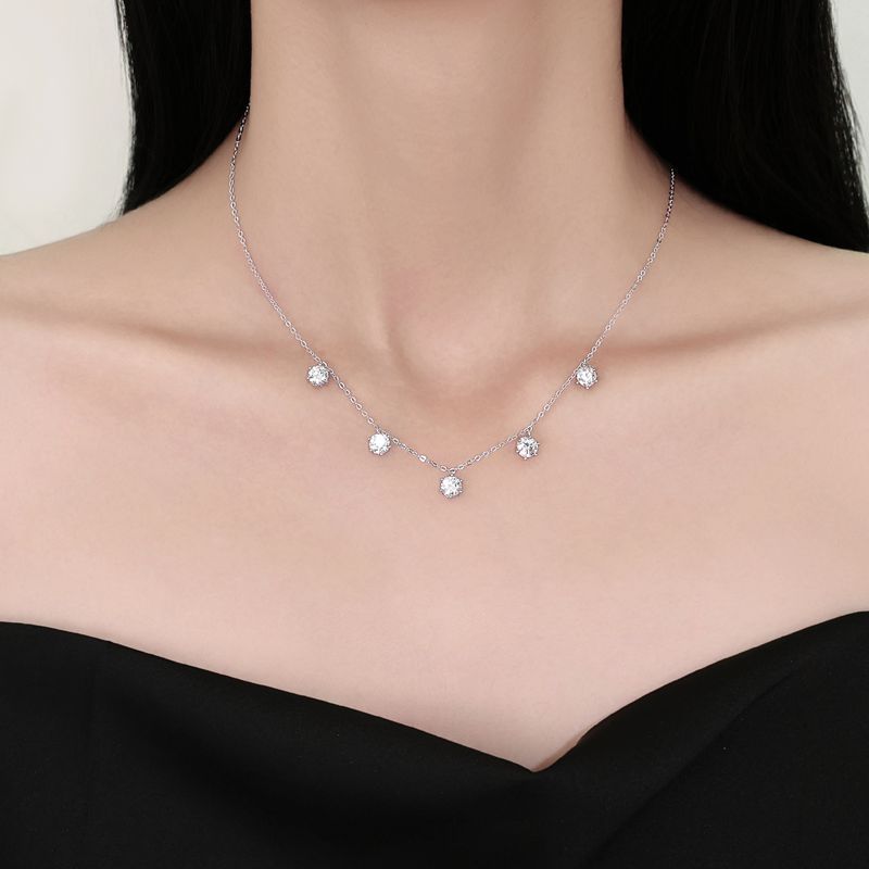 GRA Certified Moissanite Necklace – 925 Sterling Silver, 2.5CT 6-Prong Star Pendants, Ultra-Lightweight Collarbone necklace for Women