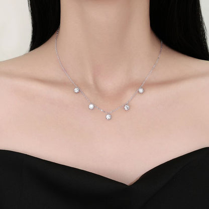 GRA Certified Moissanite Necklace – 925 Sterling Silver, 2.5CT 6-Prong Star Pendants, Ultra-Lightweight Collarbone necklace for Women