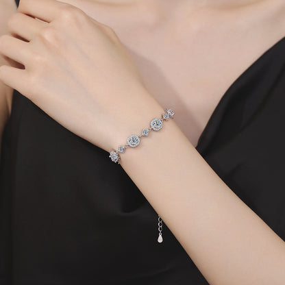 4CT Moissanite Square Bracelet + S925 Sterling Silver  Adjustable 21cm  Chain 8 Colors