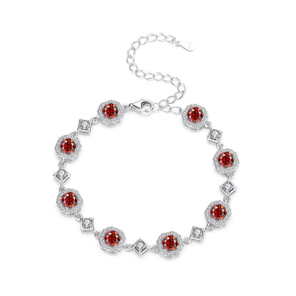 4CT Moissanite Square Bracelet + S925 Sterling Silver  Adjustable 21cm  Chain 8 Colors