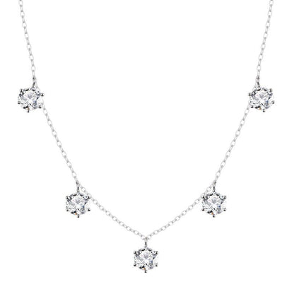 GRA Certified Moissanite Necklace – 925 Sterling Silver, 2.5CT 6-Prong Star Pendants, Ultra-Lightweight Collarbone necklace for Women