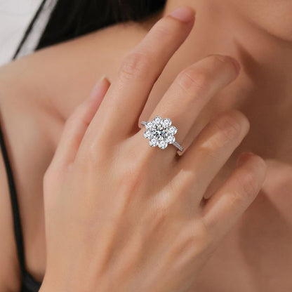 2ct Center Stone in 925 Sterling Silver, Sunflower Moissanite Ring, Girls / Women's Gift
