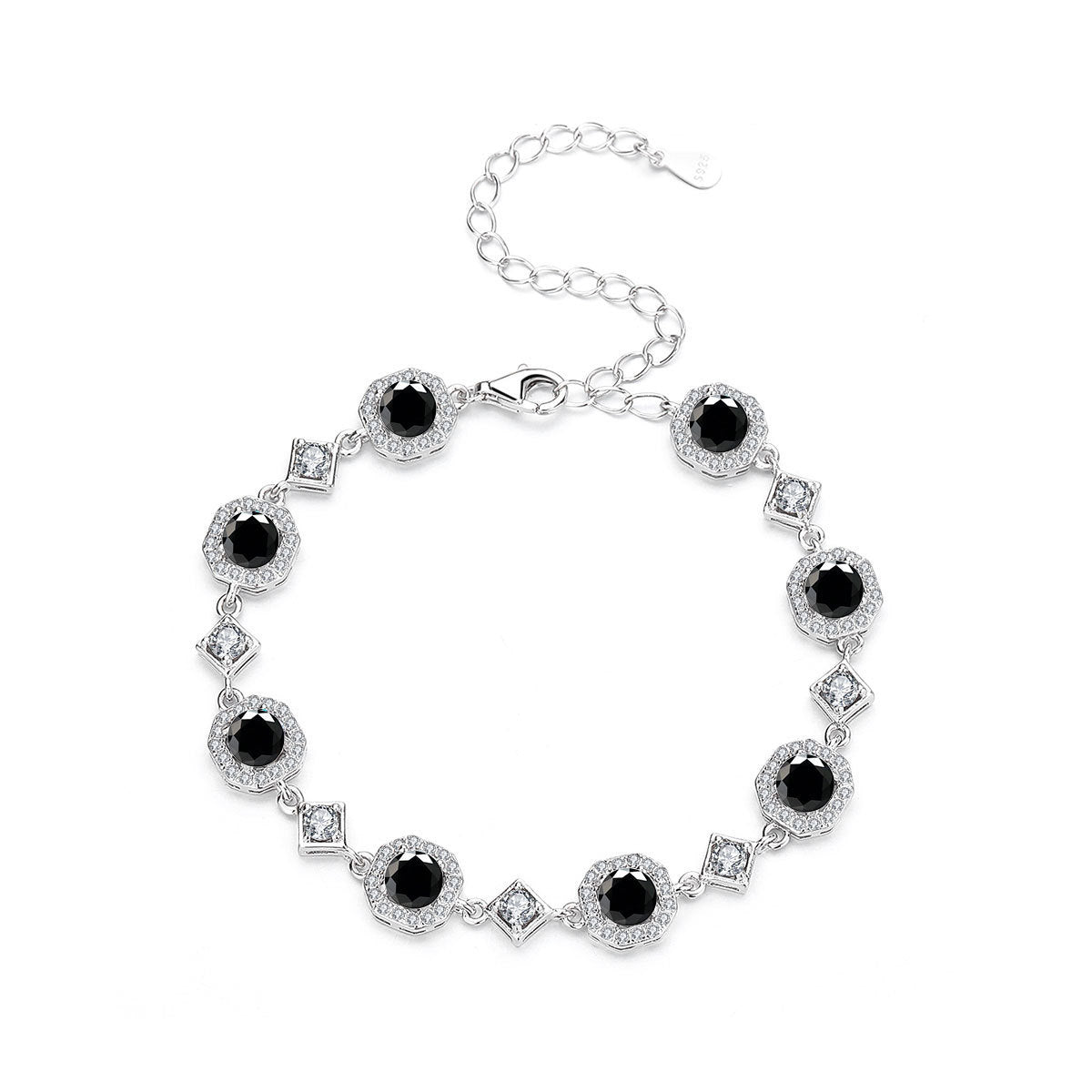 4CT Moissanite Square Bracelet + S925 Sterling Silver  Adjustable 21cm  Chain 8 Colors