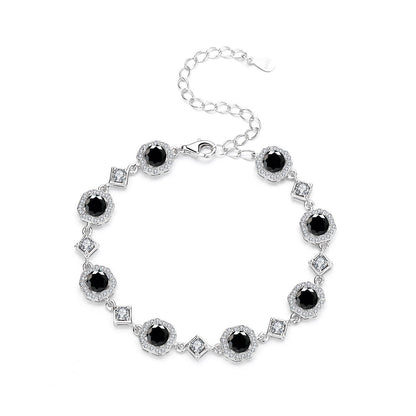 4CT Moissanite Square Bracelet + S925 Sterling Silver  Adjustable 21cm  Chain 8 Colors