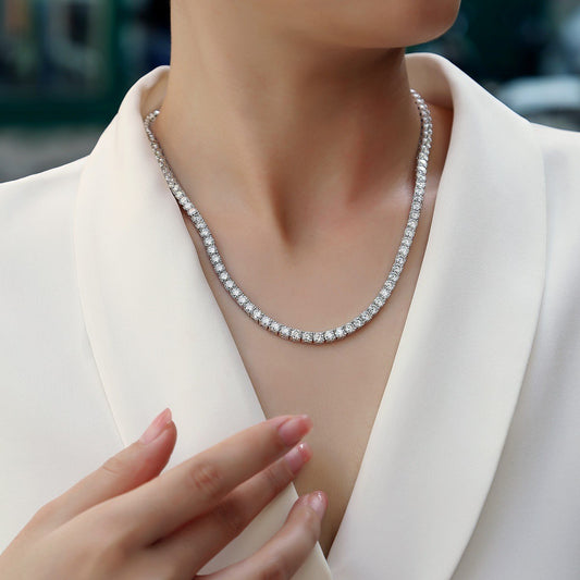 Moissanite Tennis Necklace - Multiple length for pick - S925 Sterling Silver -S925 Sterling Silver