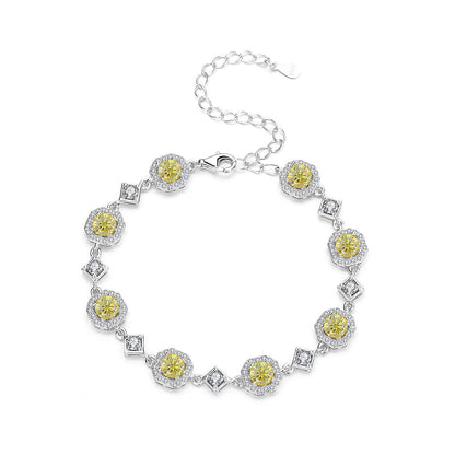 4CT Moissanite Square Bracelet + S925 Sterling Silver  Adjustable 21cm  Chain 8 Colors