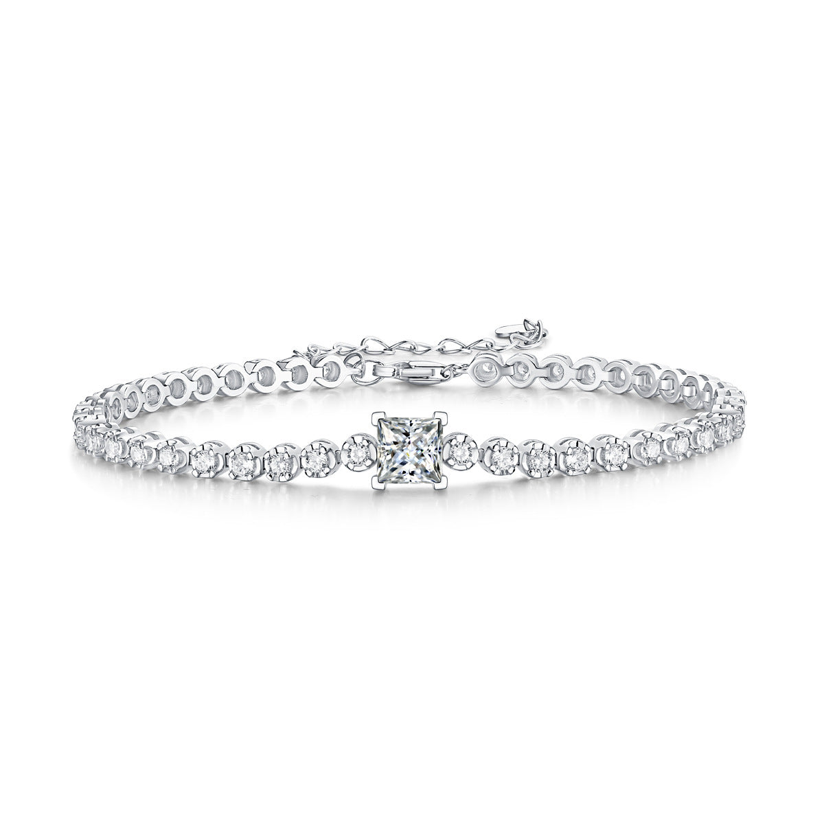 1CT Moissanite Cube Bracelet S925 Sterling Silver