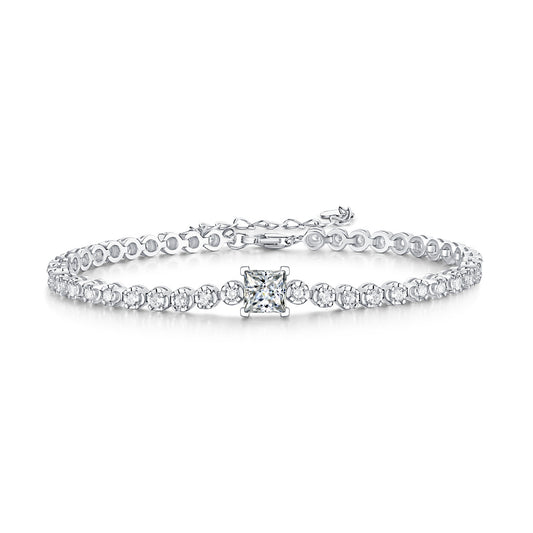 1CT Moissanite Cube Bracelet S925 Sterling Silver