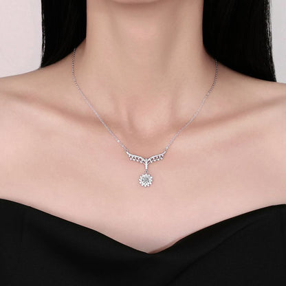 Moissanite Necklace – 925 Sterling Silver, GRA Certified, Adjustable Chain