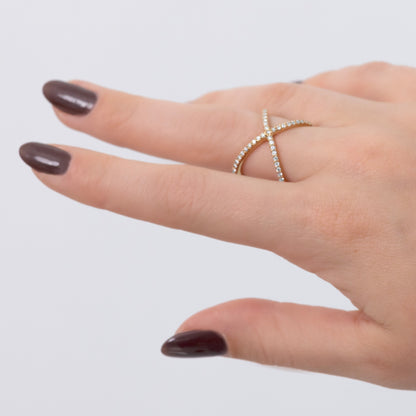 0.45 CTW DEW Crossover Moissanite Fashion Ring in 14K Yellow Gold