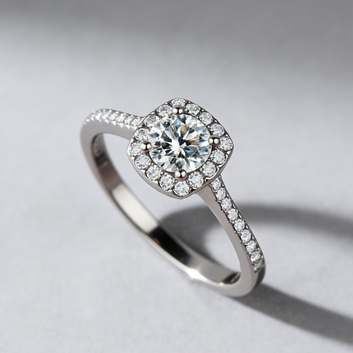 Sugar Cube Moissanite Ring in 925 Sterling Silver – Dainty Square Stone Band for Couples, Jewelry Gift