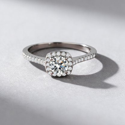 Sugar Cube Moissanite Ring in 925 Sterling Silver – Dainty Square Stone Band for Couples, Jewelry Gift