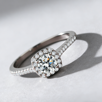 Sugar Cube Moissanite Ring in 925 Sterling Silver – Dainty Square Stone Band for Couples, Jewelry Gift