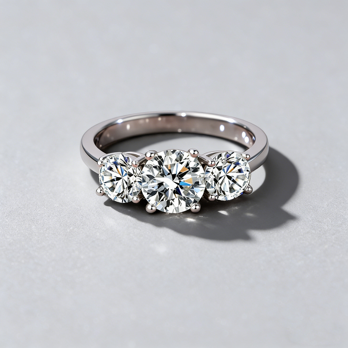 3-Stone Moissanite Ring – 925 Sterling Silver, 4-Prong Setting, GRA Certified