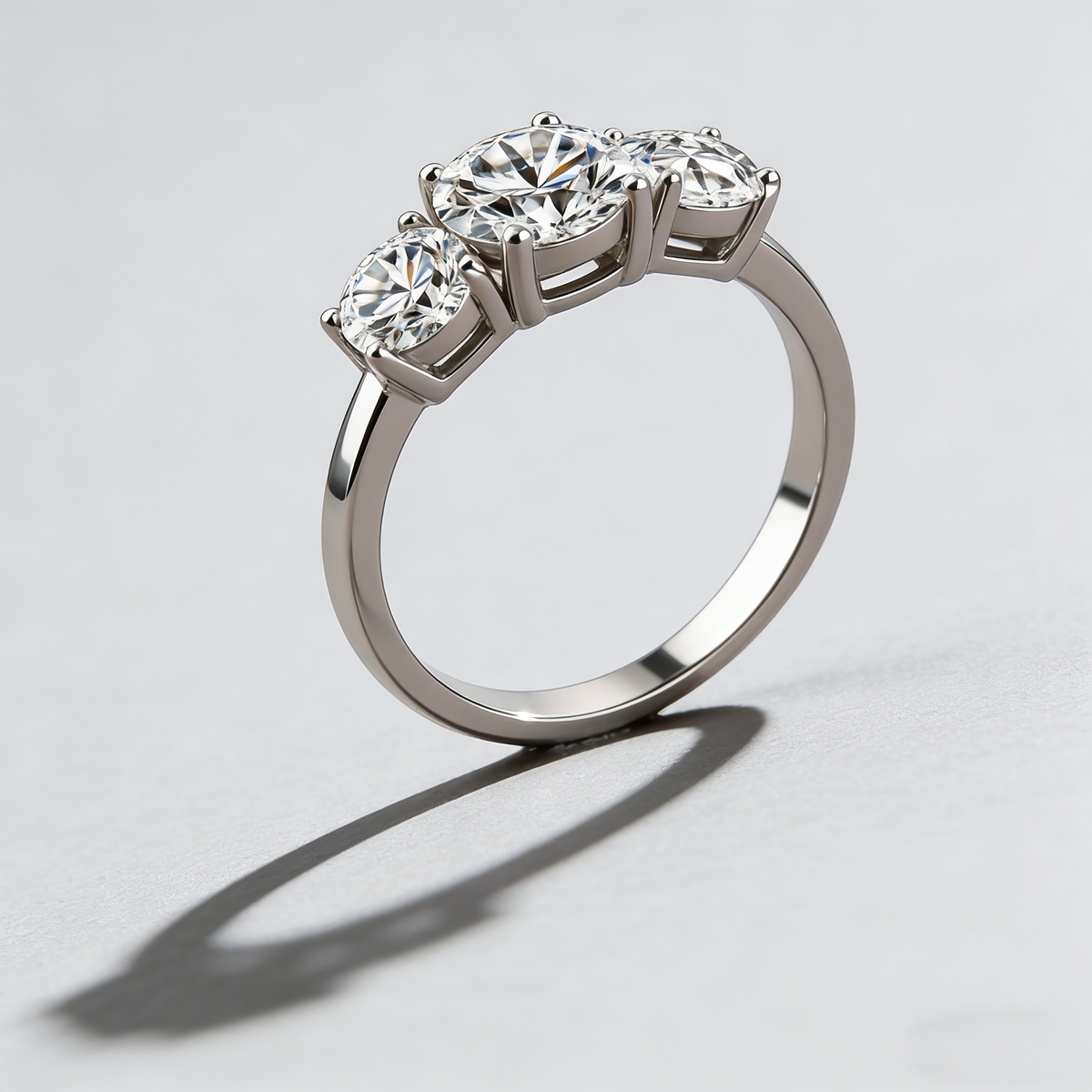 3-Stone Moissanite Ring – 925 Sterling Silver, 4-Prong Setting, GRA Certified